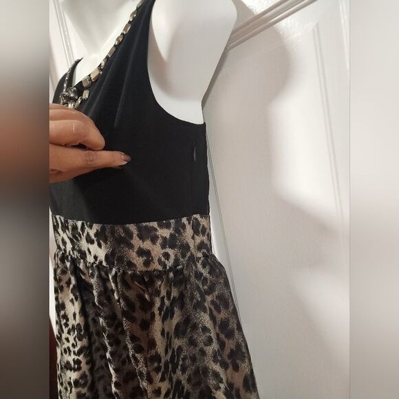Laura Petites Dress Leopard Print Embellished Empire Waist Women’s Size 12P - Picture 10 of 12